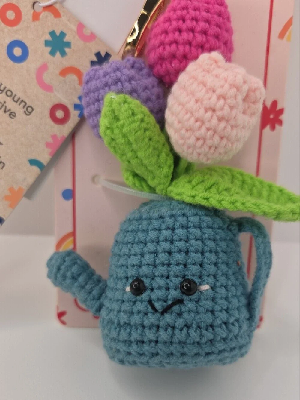 💙▪️Piper K ▪️Uk Exclusive Crochet Flowers Blue Watering Can Bag Charm Key Chain